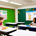 ** A vibrant classroom scene showcasing gamified learning. Students are divided into teams, excitedly answering questions during a grammar quiz game. The setting is a modern, well-lit classroom with interactive whiteboards and colorful decorations. Focus on the students' engagement and the fun atmosphere of learning through play.

**
