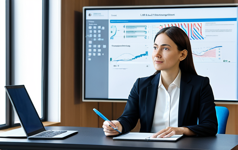 AI-Enhanced Language Teaching**
A professional English teacher in a modest business suit, seated at a modern, well-lit desk. She is engaged with a large digital screen displaying AI-generated interactive language exercises and complex conversation scenarios, showcasing seamless material creation. The atmosphere is professional and innovative. She holds a stylus, appearing as a facilitator of learning. Perfect anatomy, correct proportions, natural pose, well-formed hands, proper finger count, natural body proportions. Fully clothed, appropriate attire, modest clothing, professional dress, safe for work, appropriate content, professional.

**