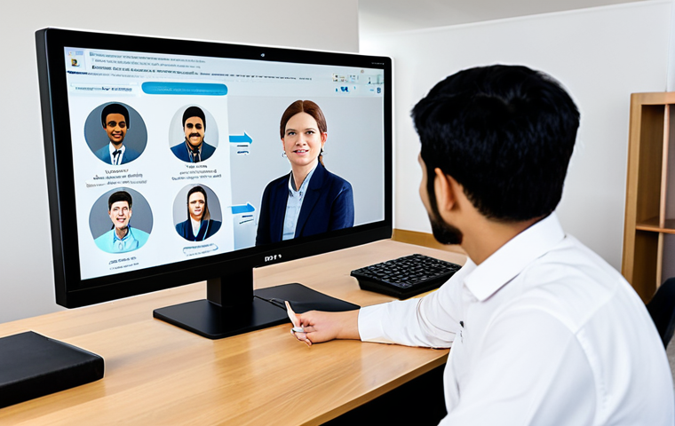 A professional, empathetic English language instructor, fully clothed in modest professional attire, is thoughtfully engaging with a diverse group of students visible on a large monitor in a modern, well-lit home office. The instructor's expression conveys deep listening and understanding, emphasizing the nuances of cross-cultural communication. The students on the screen show various comfortable and natural poses, reflecting an open learning environment. This scene promotes safe for work, appropriate content, and a family-friendly atmosphere, with perfect anatomy, correct proportions, well-formed hands, proper finger count, and natural body proportions, captured with professional photography and high quality.