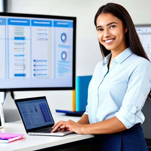 Digital Marketing Professional**

"A young, enthusiastic digital marketer in a modern, bright office setting, fully clothed in a professional business casual outfit (e.g., button-down shirt and slacks or a modest blouse and skirt), working on a laptop. The background includes blurred office activity and a whiteboard with marketing strategies. Safe for work, appropriate content, perfect anatomy, correct proportions, natural pose, professional photography, high quality, well-formed hands, proper finger count."

**