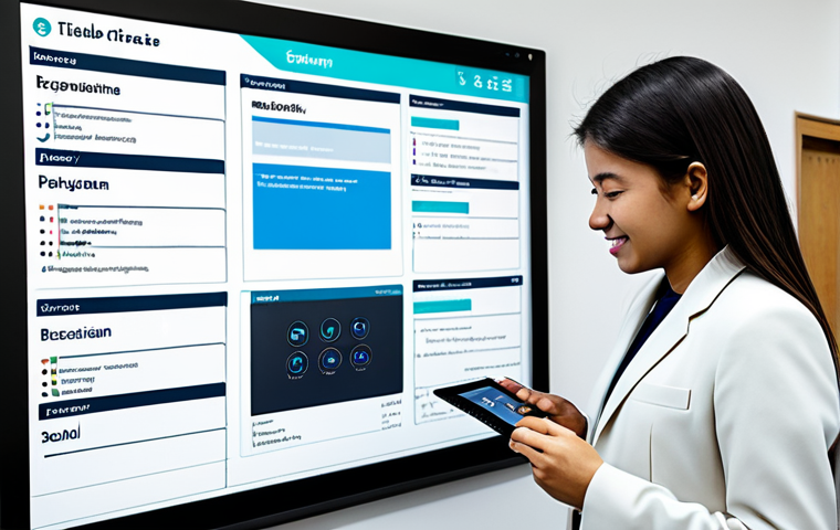 TESOL 강사로서의 조직 관리 기술 - **Image Prompt 1: The Integrated Digital Hub**
A bright, modern image depicting a bustling langu...