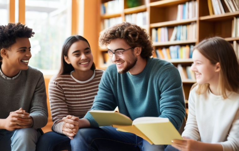 TESOL 교육에서의 스토리텔링 기법 - **Prompt 1: The Embrace of Narratives**
A diverse group of young adult students, aged 18-24, are...