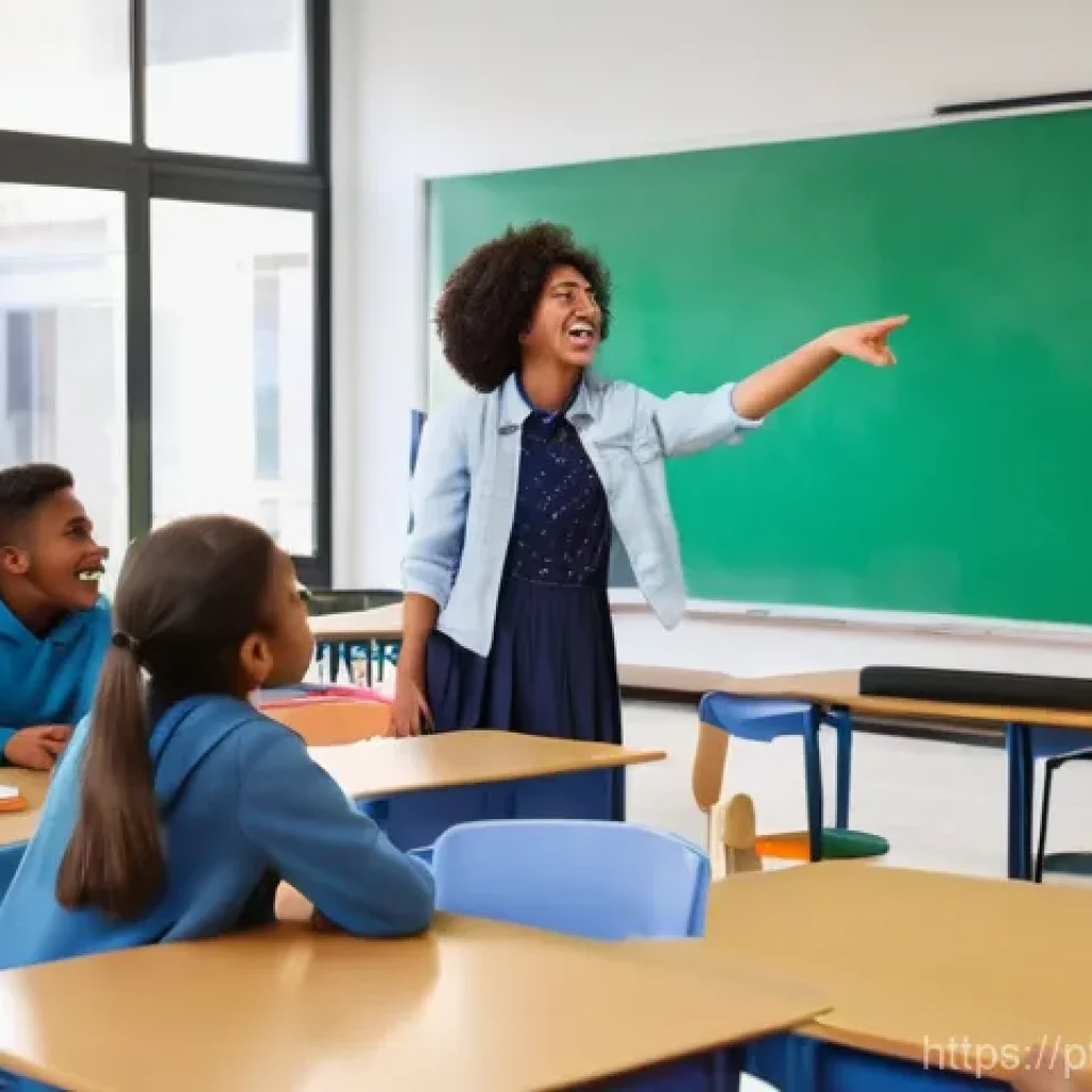 TESOL 강사가 자주 묻는 질문 - **Prompt:** A vibrant, modern classroom filled with a diverse group of high school students (aged 15...