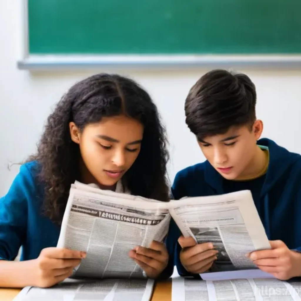 TESOL 강사가 사용하는 효과적인 자료 - **Prompt:** A diverse group of enthusiastic teenage students, aged 15-18, are actively engaged in an...