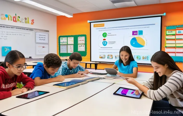 TESOL 강사가 사용하는 효과적인 자료 - **Prompt:** A diverse group of enthusiastic teenage students, aged 15-18, are actively engaged in an... TESOL 강사가 사용하는 효과적인 자료 - **Prompt:** A diverse group of enthusiastic teenage students, aged 15-18, are actively engaged in an...