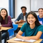 TESOL 취업 인터뷰 질문 - **Prompt 1: Dynamic Online English Teaching Session**
A bright, wide-angle shot of a diverse gro...