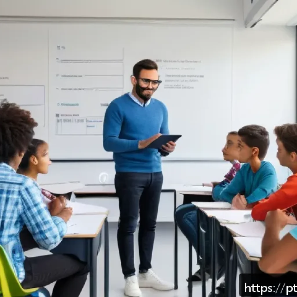 TESOL 수업에서 피드백 주는 방법 - A diverse group of adult students in a modern TESOL classroom setting, attentively listening to a te...