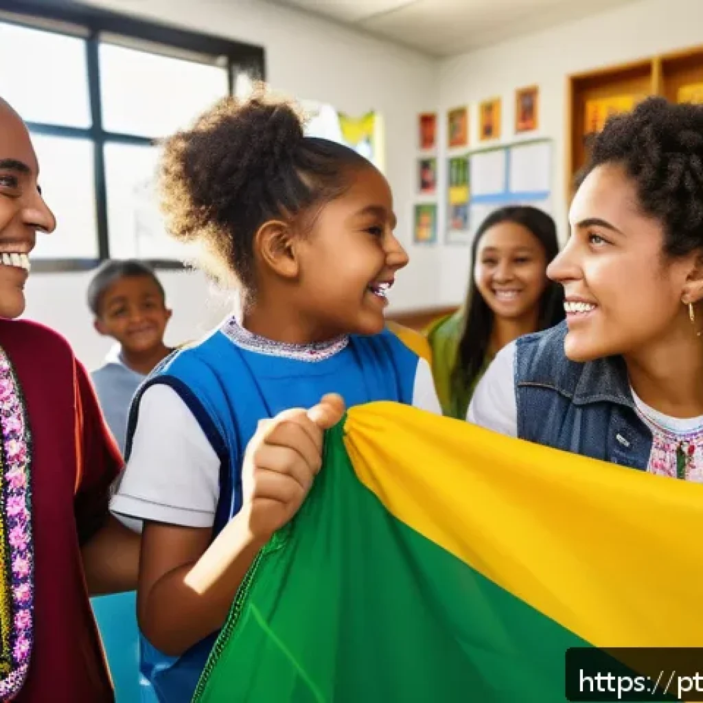 TESOL 강사로서의 언어 민감성 - A vibrant multicultural classroom scene featuring students of diverse ethnic backgrounds engaged in ...