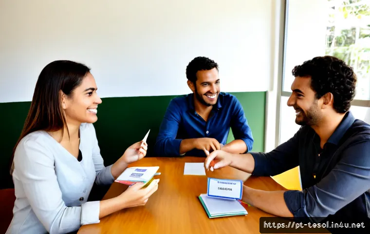 TESOL 강사 네트워킹 팁 - Photorealistic TESOL instructor networking event in a bright São Paulo coworking lounge, diverse Bra...